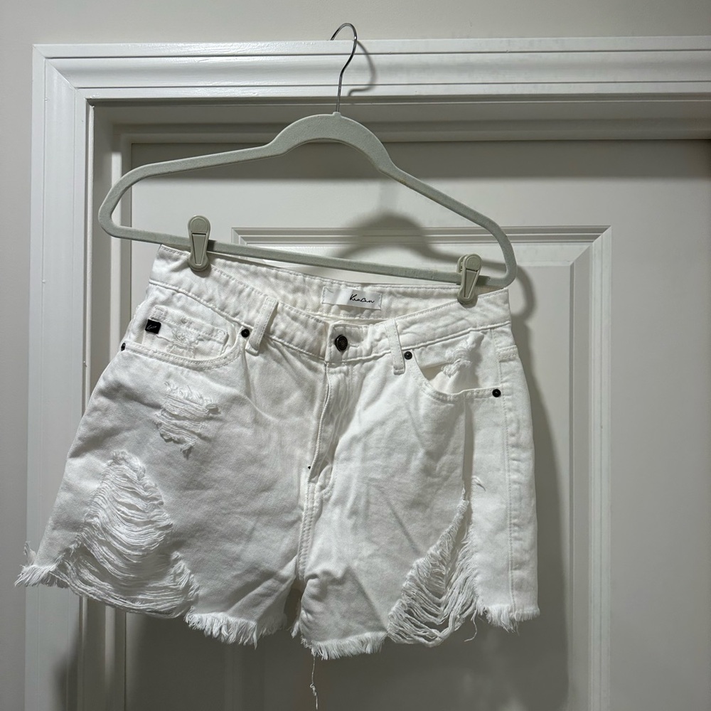 White Distressed Denim Shorts